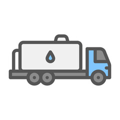 Water Truck filled outline icon. water truck colour line illustration