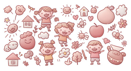 Obraz premium Pink Pet Doodle Pattern