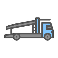 Car Carrier Truck filled outline icon. truck colour line illustration