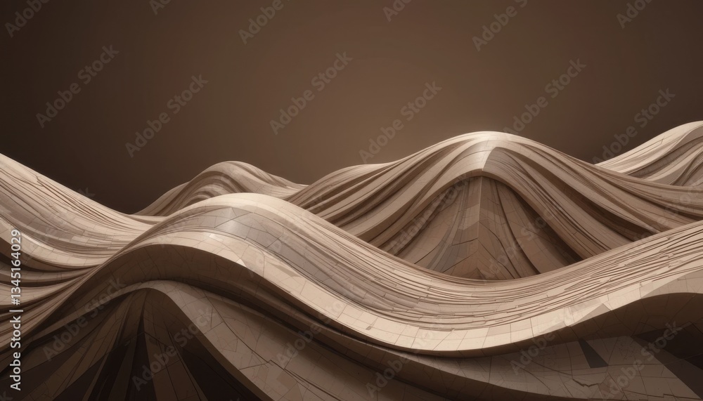 Poster abstract geometric wave design monochromatic brown triangular shapes