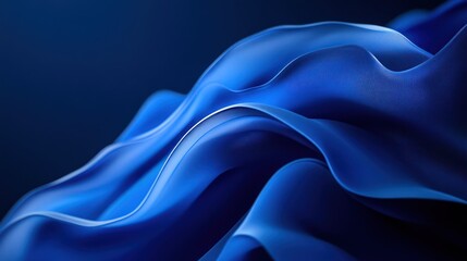 Obraz premium Blue fabric waves, dark background, design