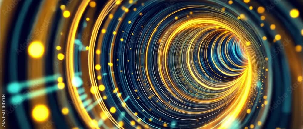 Poster abstract digital tunnel: a journey through neon lights and data streams