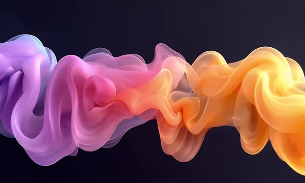 Abstract colorful flowing wave forms on a dark background.