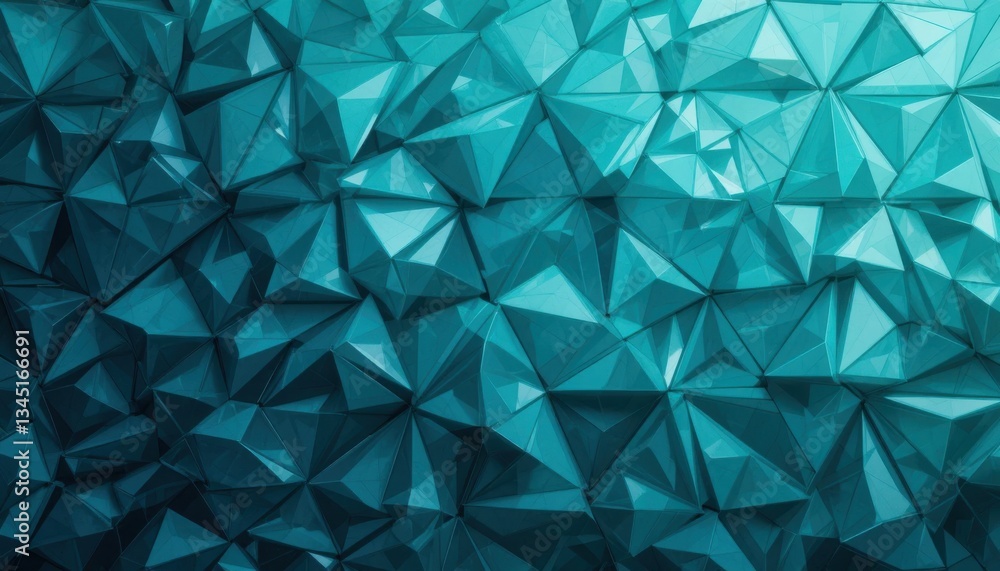 Poster shimmering teal and turquoise triangular pattern background