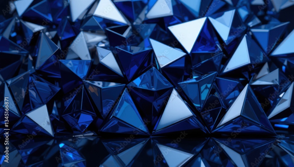 Poster reflective blue triangular abstract background deep navy, cobalt, azure gradient