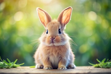 Fototapeta premium Adorable Fluffy Bunny Rabbit, Cute Pet Animal, Candid Shot