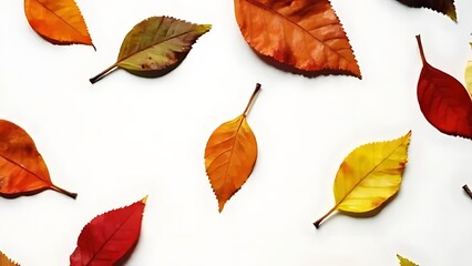 Obraz premium Autumn Leaves: Colorful Fall Foliage on White Background