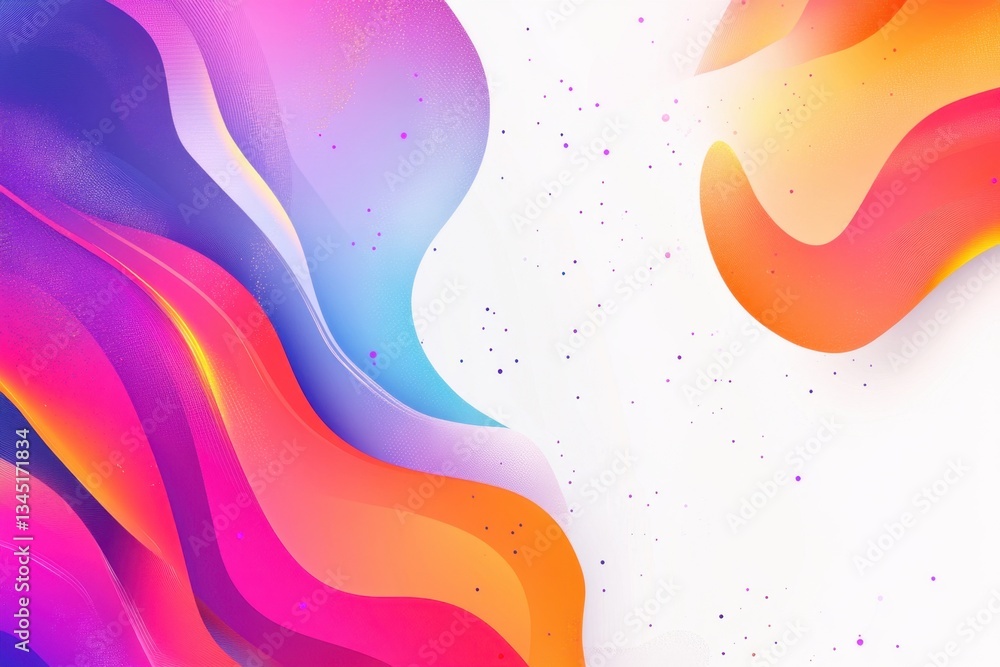 Poster colorful background with abstract elements, white space in the center of the composition, white back