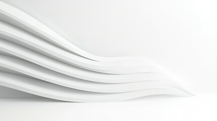 Obraz premium Abstract white layered wavy pattern with architectural interior elements