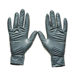 Disposable grey medical gloves, on a transparent background
