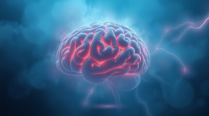 Fototapeta premium Illuminated Human Brain Neural Pathways Anatomy