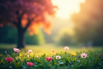 Fototapeta premium Abstract blurred nature scene, soft focus, calming palette, light, texture, design