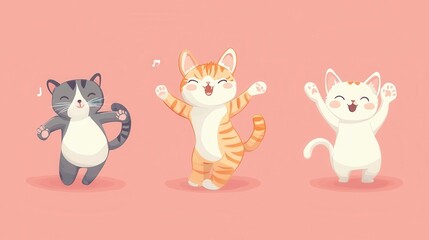 Obraz premium Happy Dancing Cute Cats