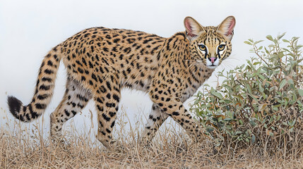 Obraz premium Caracal Walking Through Desert Landscape