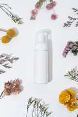White Foaming Bottle with Dried Flowers