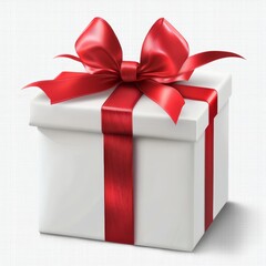 Obraz premium Elegant White Gift Box with Red Ribbon