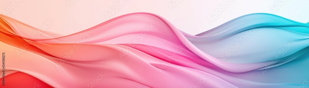 Poster a vibrant, flowing design featuring soft waves in shades of pink and blue, creating a dynamic and mo