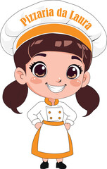 Cute kawaii chef girl with a cook hat cartoon character illustration vector design