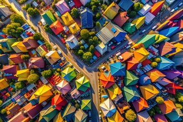 Aerial View of Bullet Points Design, Abstract Geometric Shapes, Top-Down Perspective