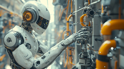 Fototapeta premium Advanced Robotics and AI in Industry: High-Tech Machinery and Automation Systems