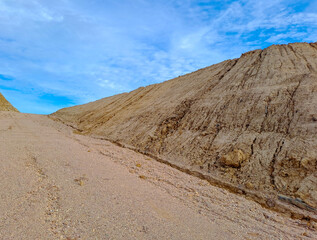 arid land left over from illegal coal mining excavations in Kalimantan, Indonesia	
