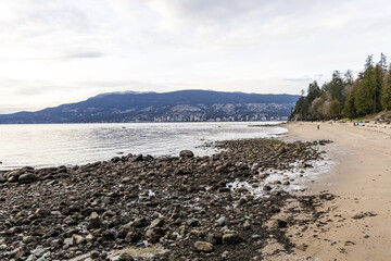 Rocky Beach and Skyline View in Stanley Park, Vancouver, British Columbia