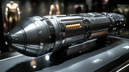 Presented on a dark display platform, showcasing advanced technology