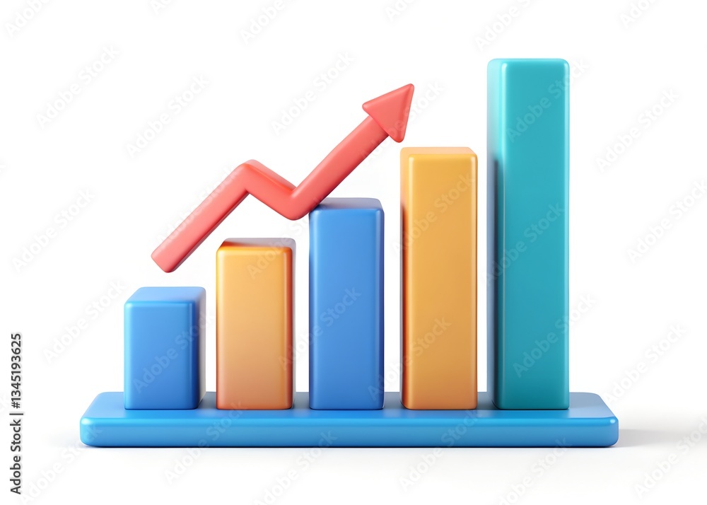 Poster growth and progress: a vibrant bar graph illustrating upward trends and business development. the ar