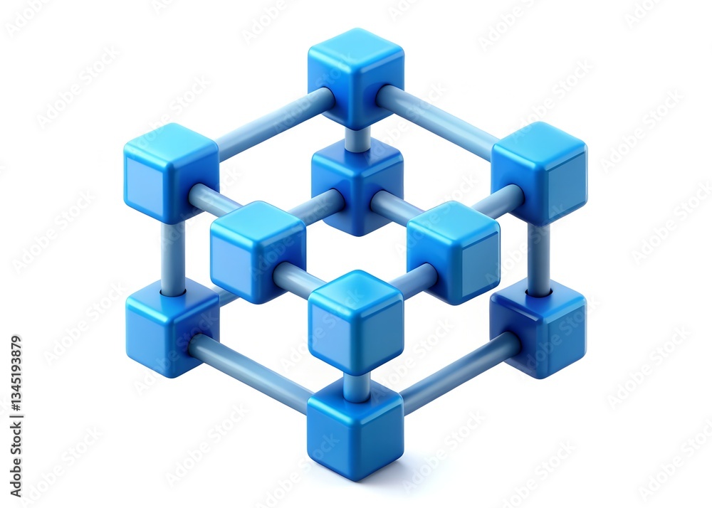 Poster interconnected cubes: capturing the essence of connection, the image presents a network of interconn