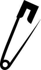 Continuous flat and line safety pin icon. Single line art safety doodle outline open safety pin vector isolated on transparent background. steel tool design for fashion, security needle