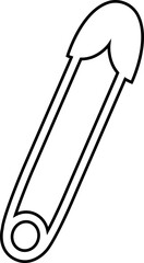Continuous flat and line safety pin icon. Single line art safety doodle outline open safety pin vector isolated on transparent background. steel tool design for fashion, security needle