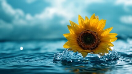 Sunflower in Water Splash