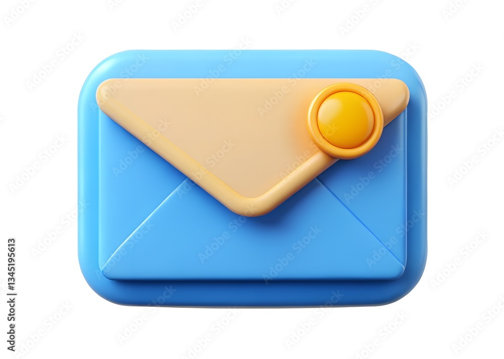 Poster digital mail notification: a close-up shot of a stylized, three-dimensional email envelope with a no
