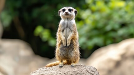 Obraz premium Curious Meerkat Stands Tall