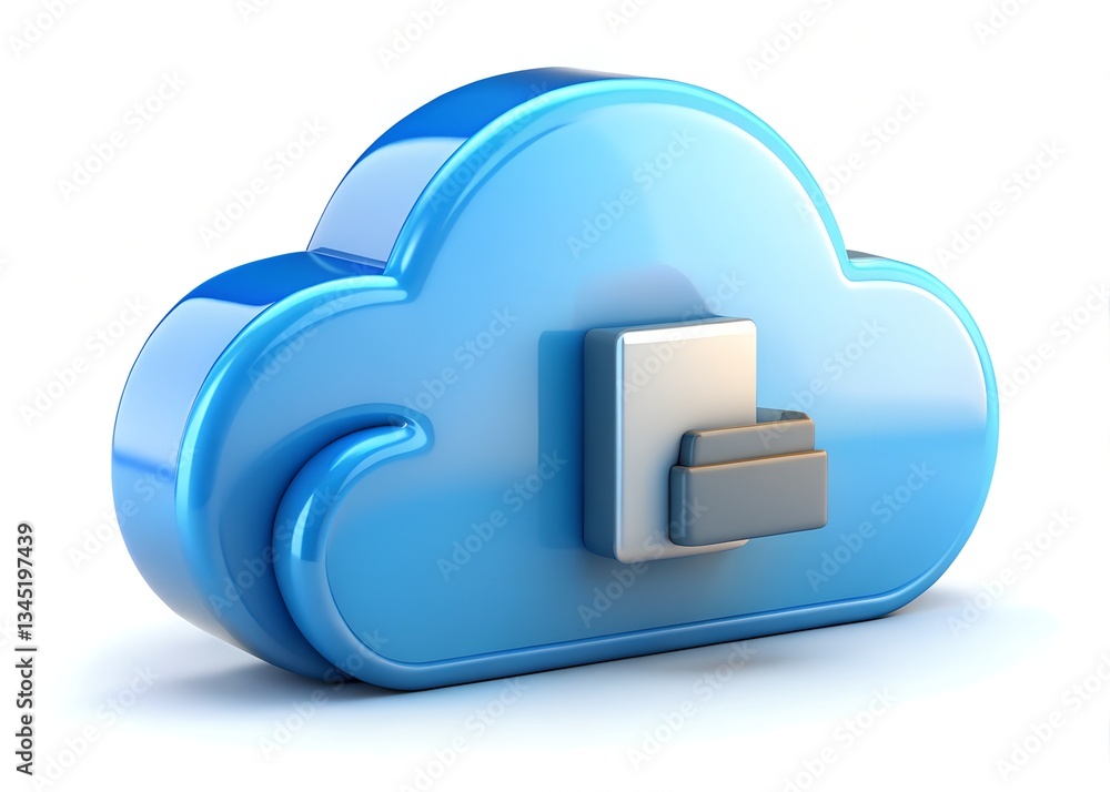Poster cloud data storage: a vibrant 3d rendering of a cloud, symbolizing data storage and computing in a d