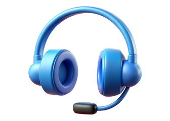 Blue headset on a clean surface: A modern, sleek blue headset with a microphone, perfectly rendered and isolated, hinting at communication, customer service, or entertainment. 