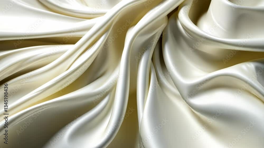 Poster Smooth and elegant white fabric draping in soft folds creating a luxurious appearance