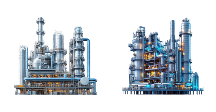 Advanced Industrial Facilities with Pipes and Equipment for Manufacturing Processes