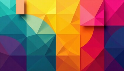 Obraz premium Geometric abstract shapes, vibrant color block design, illustration, modern