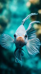 Naklejka premium A close-up front view of a betta fish in the ocean