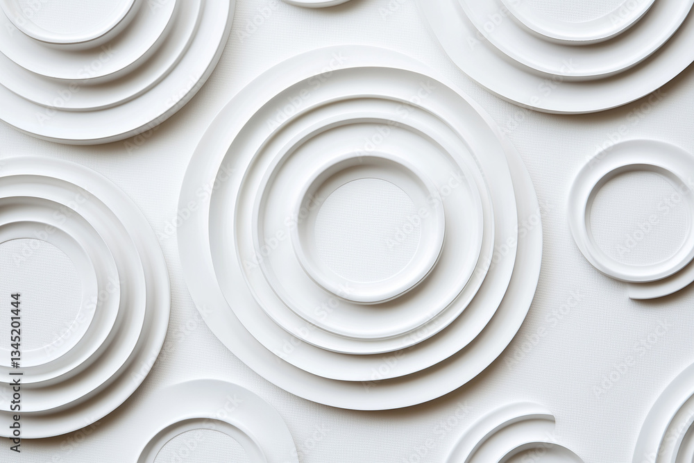 Aufkleber concentric randomly offset white rings or circles steps fading out background wallpaper banner, clos