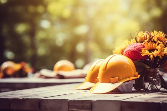 Tribute to labor: workers' day, dedicated worker, construction site, work helmet, global celebration, labor movement, economic rights, industrial progress, social justice, hardworking determination.