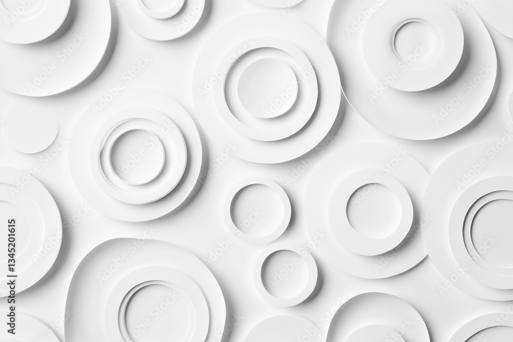 Poster concentric randomly offset white rings or circles steps fading out background wallpaper banner, clos