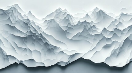 Obraz premium Abstract landscape of mountains and valleys depicted in shades of white