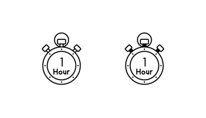 1 Hour icon design with white background stock illustration