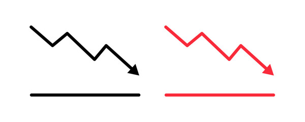 Obraz premium Downtrend or downward arrow graph with arrow showing downward trend. Bear market, bearish trend. Editable line width