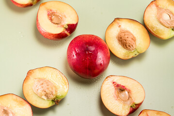 Fruit nectarine under the lens