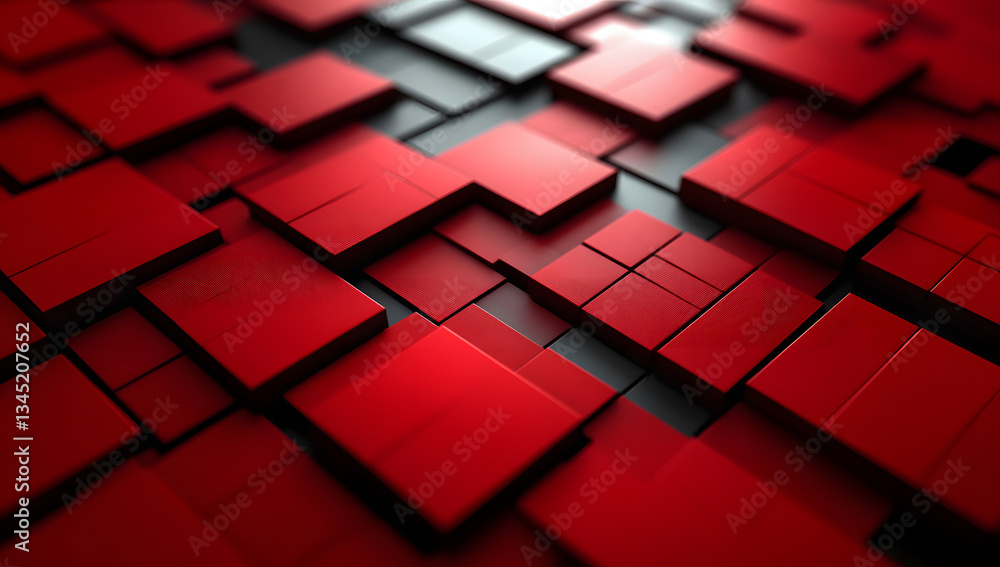 Poster abstract red and grey 3d cube background modern geometric design