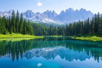 Serene Mountain Lake Reflection in the Dolomites