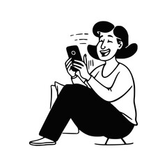a mother creates content notion style illustration